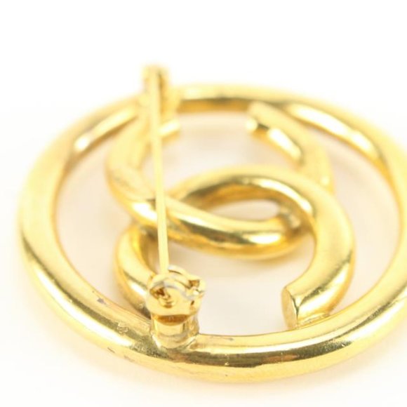 Chanel 93P 24k Gold Plate CC Logo Circle Brooch Pin 31ck824s - Picture 10 of 12